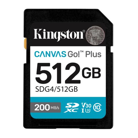 Kingston Technology 512 Go SDXC Canvas Go Plus Gen4 200 Mo/s C10 UHS-I U3 V30