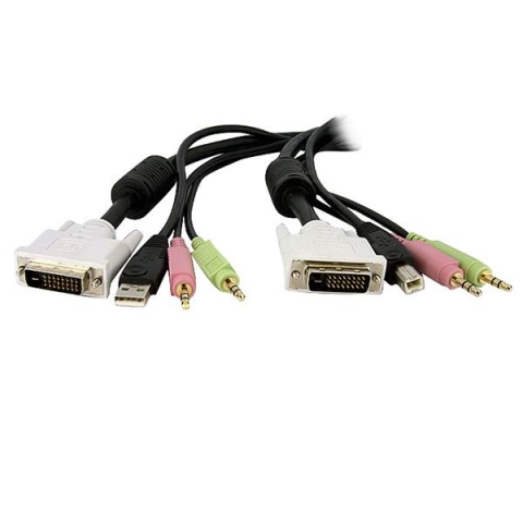 StarTech.com Câble de commutateur KVM DVI-D Dual Link USB 4 en 1 de 3m avec audio et microphone