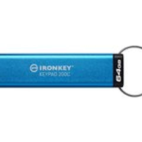 Kingston Technology IronKey Keypad 200 lecteur USB flash 64 Go USB Type-C 3.2 Gen 1 (3.1 Gen 1) Bleu