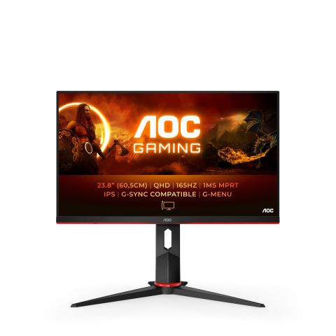 AOC G2 Q24G2A/BK écran plat de PC 60,5 cm (23.8") 2560 x 1440 pixels Noir, Rouge