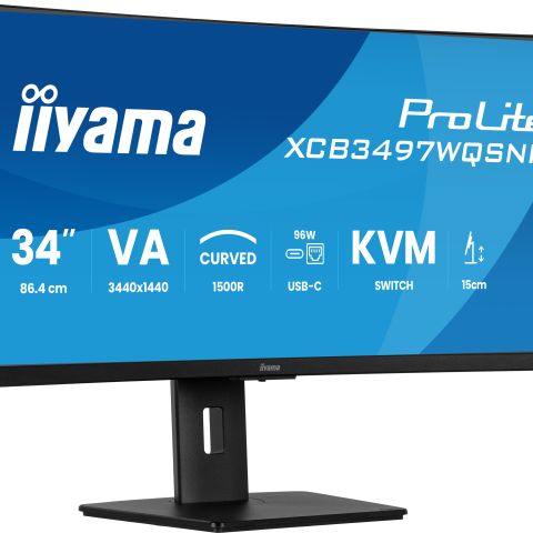 iiyama ProLite XCB3497WQSNP-B1 écran plat de PC 86,4 cm (34") 3440 x 1440 pixels UltraWide Quad HD LED Noir