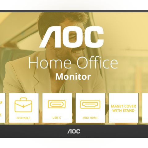AOC 16T20E2 téléviseur et moniteur portables Moniteur portable Noir 39,6 cm (15.6") LED 1920 x 1080 pixels