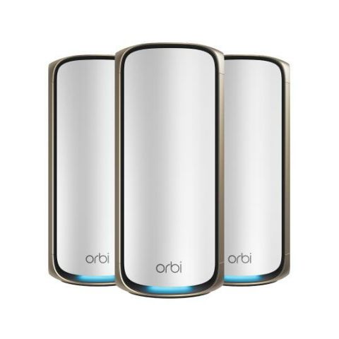 NETGEAR Orbi 970 Series Quad-Band WiFi 7, 3-Pack Quad-band (2.4 GHz / 5 GHz-1 / 5 GHz-2 / 6 GHz) Wi-Fi 6 (802.11ax) Gris Interne
