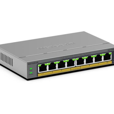 NETGEAR GS108EPP Non-géré Gigabit Ethernet (10/100/1000) Connexion Ethernet, supportant l'alimentation via ce port (PoE) Montage sur le bureau ou sur le mur Gris