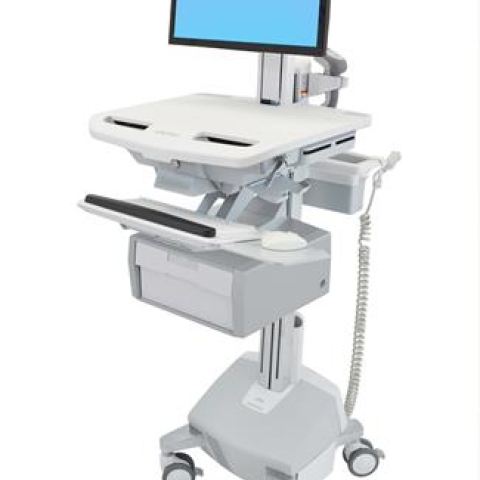 Ergotron Cart with LCD Pivot, LiFe Powered, 1 Tall Drawer