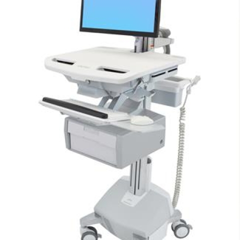 Ergotron Cart with LCD Arm, LiFe Powered, 1 Tall Drawer