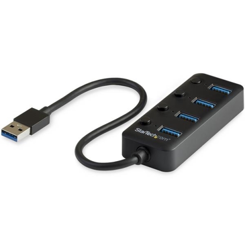 StarTech.com Hub USB 3.0 à 4 ports avec interrupteurs marche/arrêt pour chaque port USB