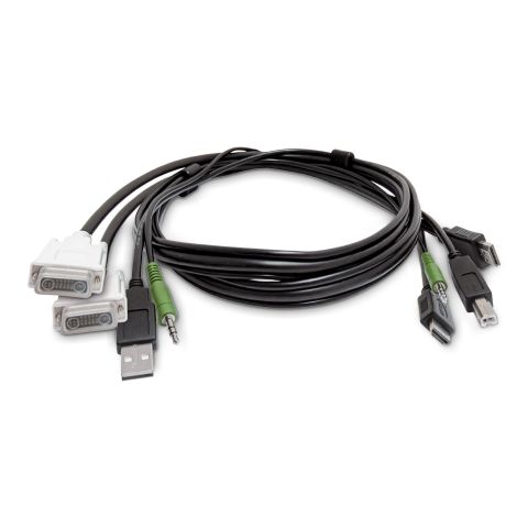 StarTech.com Câble KVM Double Affichage de 1,8 m, 2x DVI vers 2x HDMI, USB 2.0, 3,5 mm, Câble Combo Universel pour KVM HDMI Double Moniteur, Conforme TAA