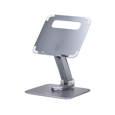 StarTech.com Support Télescopique pour PC Portable, Base Pivotante à 360&deg., Support Rotatif pour Bureau, Hauteur et Inclinaison Réglables, Poids Max 5kg, Construction en Aluminium, Design Portable