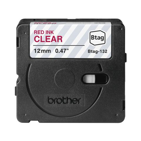 Brother BTAG-132 ruban d'étiquette Rouge sur transparent