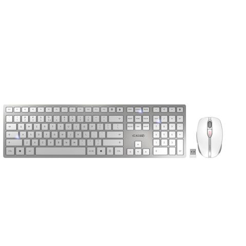 CHERRY DW 9000 SLIM clavier RF sans fil + Bluetooth Anglais américain Argent, Blanc