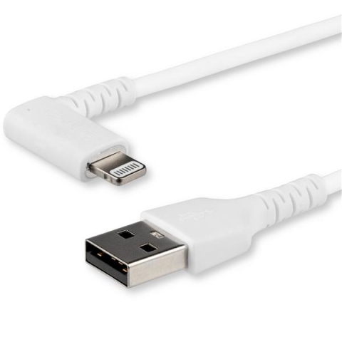 StarTech.com Câble Lightning vers USB coudé de 1 m - Certifié Apple MFi - Blanc