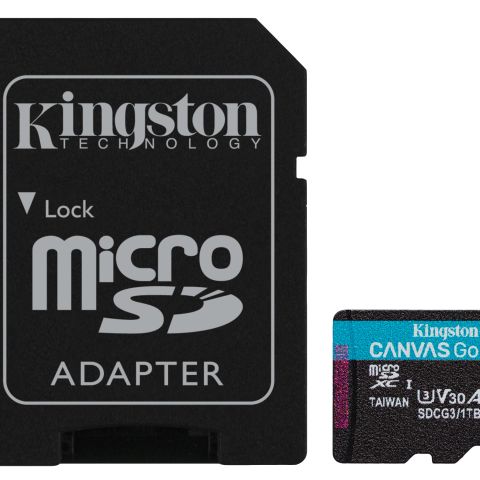 Kingston Technology Carte microSDXC Canvas Go Plus 170R A2 U3 V30 de 1To + ADP