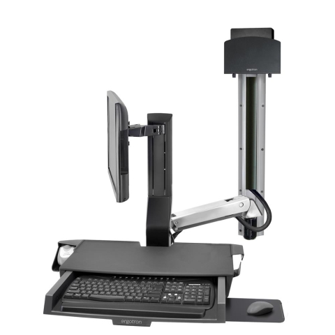 Ergotron SV Combo System with Worksurface & Pan, Small CPU Holder
