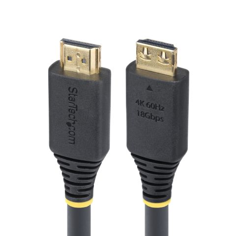 StarTech.com Câble HDMI Haut Débit de 6m avec Connecteur à Pince, 4K 60Hz/1440p 144Hz, HDR10/HDCP 2.2/ARC, 18Gbps, UHD HDMI 2.0, Cordon pour TV/Moniteur/Écran, Gaine TPE