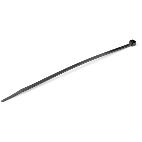 Colliers de Serrage 20 cm Noirs - Largeur 4 mm - Diam. faisceau 55 mm - Résistance traction 22 kg - Fermeture glissière autobloquante nylon avec pointe incurvée - 94V-2/UL -100 pcs