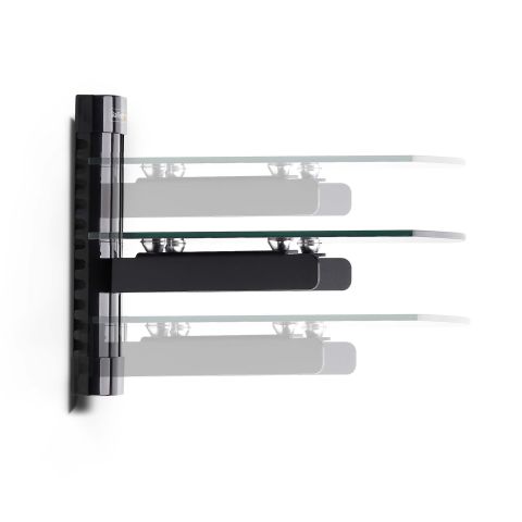 StarTech.com Étagère AV Murale Flottante, Support à Hauteur Ajustable pour Sous Télévision, Support Mural pour TV, Organiser l'Équipement A/V sur l'Étagère en Verre Trempé Noir