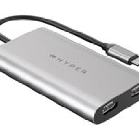 HYPER HDM1-GL câble vidéo et adaptateur USB Type-C 2 x HDMI Acier inoxydable