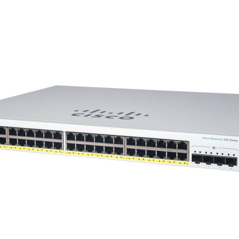 Cisco CBS220-24P-4X Géré L2 Gigabit Ethernet (10/100/1000) Connexion Ethernet, supportant l'alimentation via ce port (PoE) Blanc