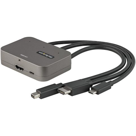 StarTech.com Adaptateur MultiPorts 3-en-1 vers HDMI - Convertisseur USB-C 4K 60Hz, HDMI ou Mini DisplayPort vers HDMI pour Salles de Conférences - Adaptateur Digital AV Video pour Écrans/Affichages HDMI