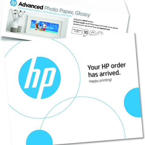 HP Papier photo à finition glacée Advanced, 65 lb, 4 x 12 pouces (101 x 305 mm), 10 feuilles