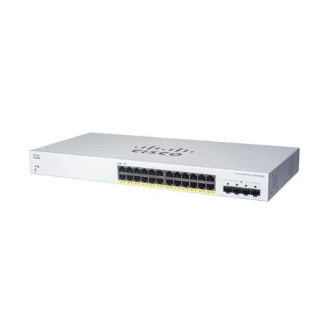Cisco CBS220-24FP-4G Géré L2 Gigabit Ethernet (10/100/1000) Connexion Ethernet, supportant l'alimentation via ce port (PoE) Blanc
