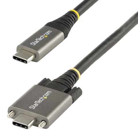 StarTech.com Câble USB C 10Gbps 1m à Verouillage par Vis Latérale - Câble USB 3.1/3.2 Gen 2 Type-C - 100W/5A Power Delivery, DP Alt Mode, Cordon USB-C à Double Vis de Fixation - Charge/Synchronisation