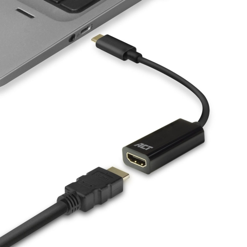 ACT AC7305 câble vidéo et adaptateur 0,15 m USB Type-C HDMI Type A (Standard) Noir