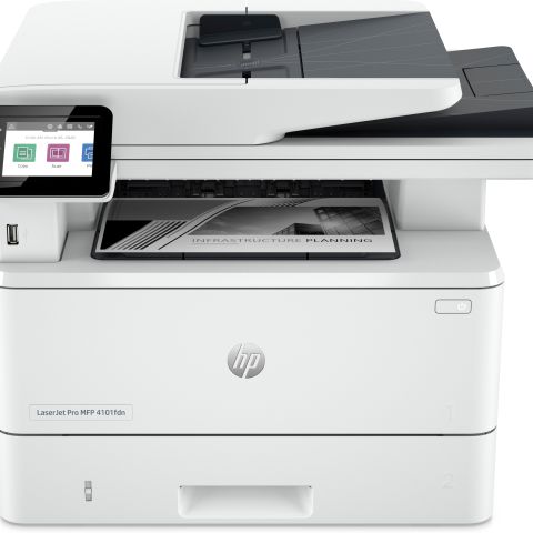 HP LaserJet Pro Imprimante MFP 4102fdn, Noir et blanc, Imprimante pour Petites/moyennes entreprises, Impression, copie, scan, fax, Éligibilité Instant Ink. Imprimer depuis un téléphone ou une tablette. Chargeur automatique de documents. Impression recto-verso. Numérisation recto-verso. Télécopie. Numérisation vers e-mail. Numérisation vers PDF. Port avant pour lecteur Flash USB. Bacs haute capacité en option. Écran tactile. Cartouche JetIntelligence