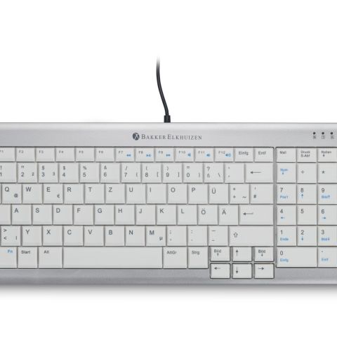 BakkerElkhuizen UltraBoard 960 Standard Compact clavier USB QWERTZ Suisse Argent, Blanc