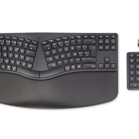 HP 960 Ergonomic Wireless Keyboard clavier Maison RF sans fil + Bluetooth AZERTY Belge Noir