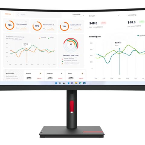 Lenovo ThinkVision T34w-30 86,4 cm (34") 3440 x 1440 pixels Wide Quad HD LED Noir