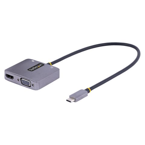 StarTech.com Adaptateur USB C vers HDMI VGA avec Sortie Audio 3,5 - Adaptateur Multiport USB C - Adaptateur USB Type-C, 4K 60Hz HDR, 100W PD 3.0 - Adaptateur Vidéo Compatible TB3/4 - Adaptateur de Voyage