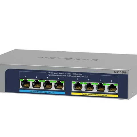 NETGEAR MS108UP Non-géré 2.5G Ethernet (100/1000/2500) Connexion Ethernet, supportant l'alimentation via ce port (PoE)