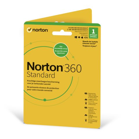 NortonLifeLock Norton 360 Standard Belge néerlandais, Français belge Licence de base 1 licence(s) 1 année(s)