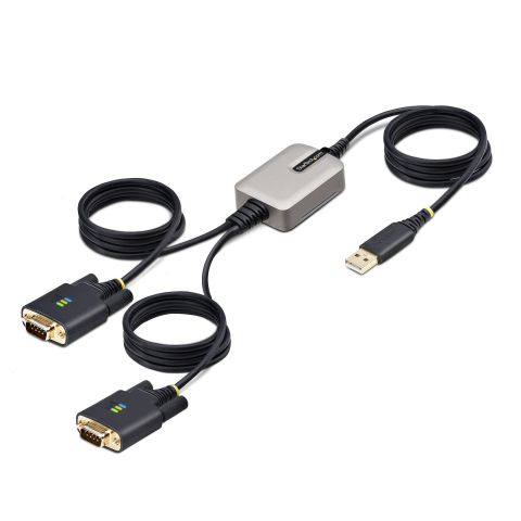 StarTech.com 2P6FFC-USB-SERIAL changeur de genre de câble USB-A 2 x DB-9 RS-232 Noir, Gris