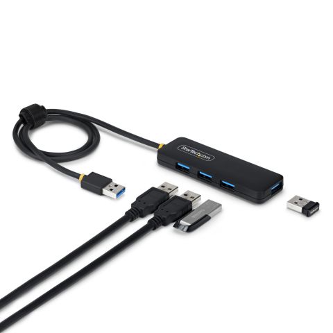 StarTech.com Hub USB-A à 4 Ports, 5 Gbps, Alimenté par Bus, Mini-Hub USB-A vers 4x USB-A, Câble Hôte Extra Long de 61 cm, Plastique PCR, Hub USB Portable pour Ordinateur de Bureau/Portable