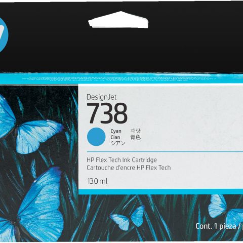 HP 738 130-ml Cyan DesignJet Ink Cartridge cartouche d'encre 1 pièce(s) Original Rendement standard