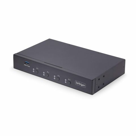 StarTech.com Switch KM à 4 Ports avec Itinérance de la Souris, Commutateur USB pour Clavier/Souris, Audio 3.5mm/ USB, Commutateur USB 3.0, Partage Périphérique pour 4 Ordinateurs, Conforme TAA