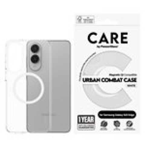 PanzerGlass CARE by ® Flagship Case Transparent Urban Combat w. White Qi Compatible Samsung S25 Edge coque de protection pour téléphones portables Housse