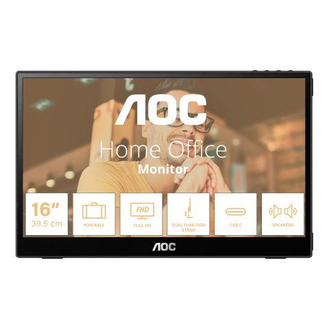 AOC T2 16T3EA écran plat de PC 39,6 cm (15.6") 1920 x 1080 pixels Full HD Noir