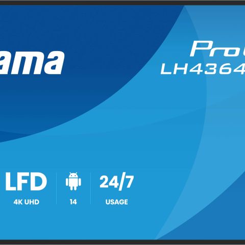 iiyama LH4364UHS-B1AG Écran d'affichage dynamique Écran plat de signalisation numérique 109,2 cm (43") LED Wifi 500 cd/m² 4K Ultra HD Noir Android 24/7