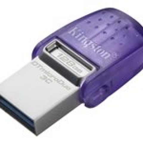 Kingston Technology DataTraveler microDuo 3C lecteur USB flash 128 Go USB Type-A / USB Type-C 3.2 Gen 1 (3.1 Gen 1) Acier inoxydable, Violet
