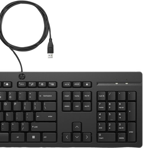 HP 225 Wired Mouse and KB G2 Belgium - English localization AZERTY BE - Maus - AZERTY clavier Souris incluse Bureau USB Noir