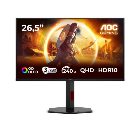 AOC G4 Q27G4ZDR écran plat de PC 67,3 cm (26.5") 2560 x 1440 pixels Quad HD QD-OLED Noir, Rouge