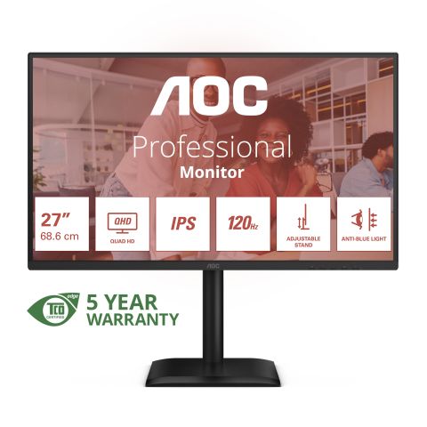 AOC E4 Q27E4U écran plat de PC 68,6 cm (27") 2560 x 1440 pixels Quad HD LED Noir