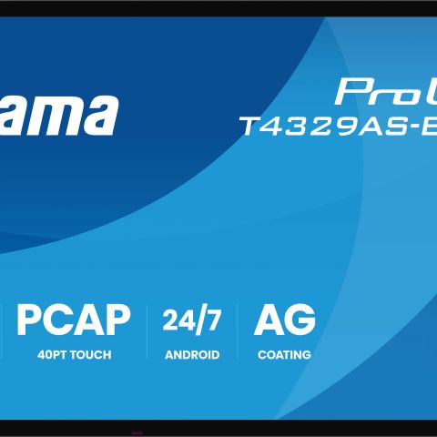 iiyama T4329AS-B1AG Écran d'affichage dynamique Écran plat interactif 108 cm (42.5") LED Wifi 500 cd/m² 4K Ultra HD Noir Écran tactile Intégré dans le processeur Android 24/7