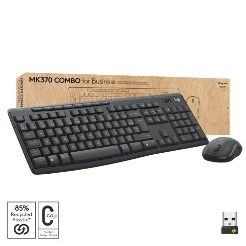 Logitech MK370 Combo for Business clavier Souris incluse RF sans fil + Bluetooth AZERTY Belge Graphite