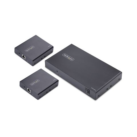 StarTech.com Rallonge et Répartiteur HDMI 4 Ports sur CAT6, 4K 60 Hz, Jusqu'à 70 m, Kit de Distribution HDMI 1x4 sur Ethernet avec IR et Alimentation par Câble