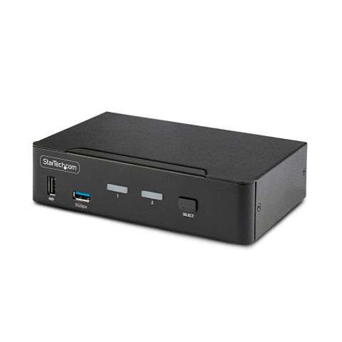 StarTech.com Switch KVM DisplayPort 2 Ports - 8K 60H/4K 144Hz, Écran Unique, DisplayPort 1.4, 2 Ports USB 3.0, 4x USB 2.0 HID, Commutateur KVM, Commutation par Bouton-Poussoir, Conforme TAA - Indépendant de l'OS